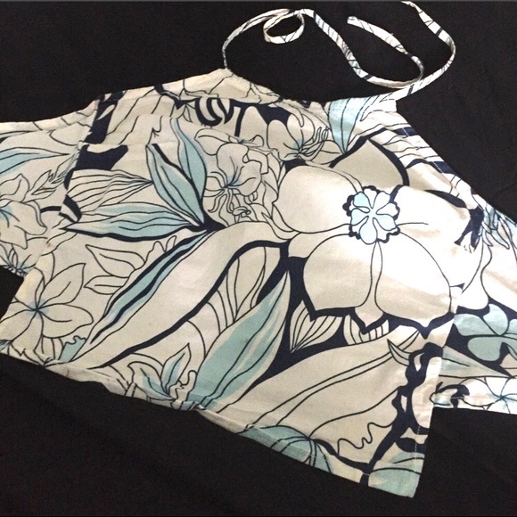 Tops - Vintage Y2K Tropical Floral Tie Back Halter Top